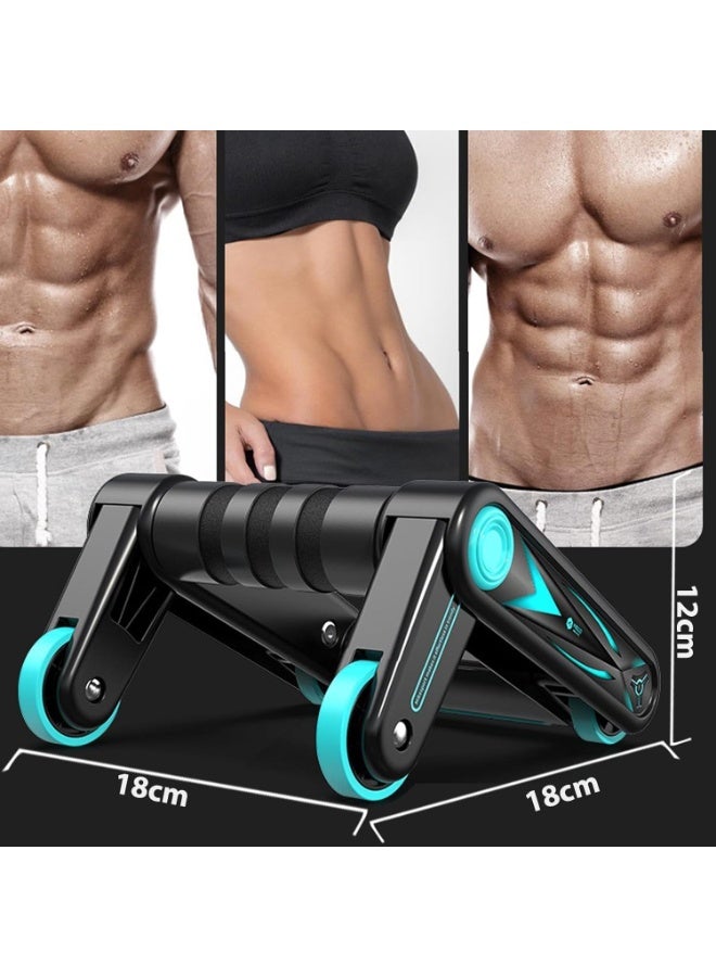 SYOSI Ab Roller Wheel, Ab Workout Equipment with Knee Mat, 8-Wheel Abdominal Roller Trainer for Core Strength, Foldable 2-in-1 Push Up Handles for Men and Women, Home Gym Fitness Training - Image 5